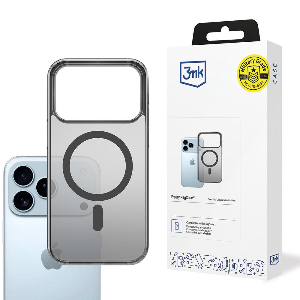 MagSafe tok Apple iPhone 17 Pro Max-hoz, 3MK, Frosty MagCase, Fekete