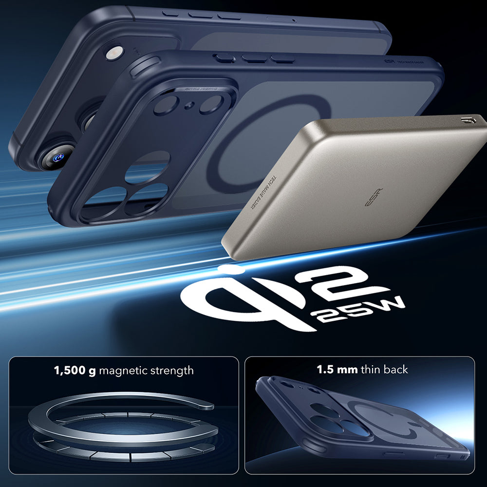 MagSafe tok Apple iPhone 17 Pro Max-hoz, ESR, Classic Hybrid, Szaténkék