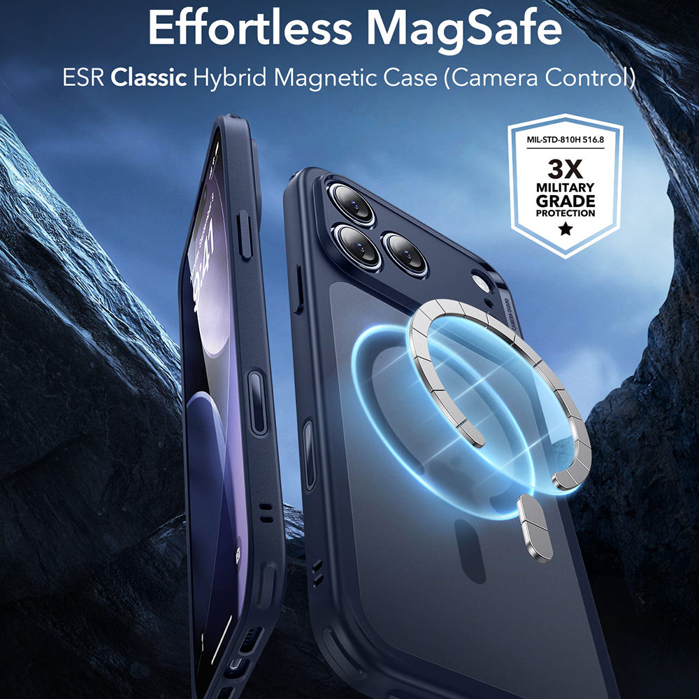 MagSafe tok Apple iPhone 17 Pro Max-hoz, ESR, Classic Hybrid, Szaténkék