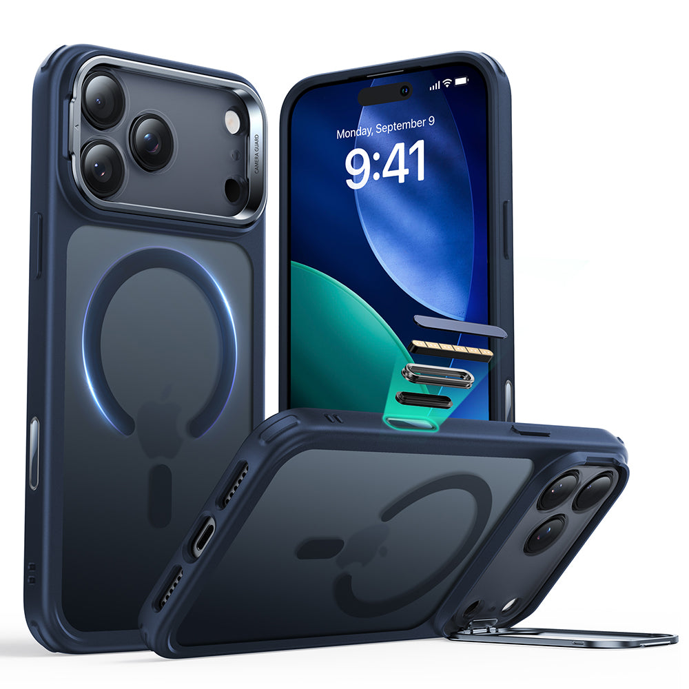 MagSafe tok Apple iPhone 17 Pro Max-hez, ESR, Classic Hybrid Kickstand, Szaténkék
