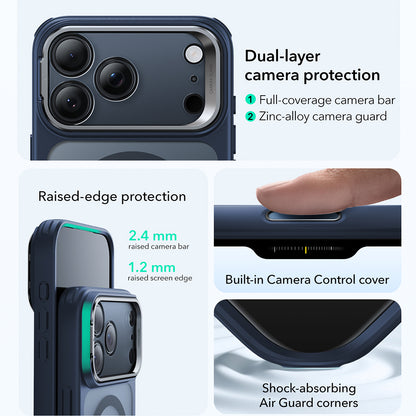 MagSafe tok Apple iPhone 17 Pro Max-hez, ESR, Classic Hybrid Kickstand, Szaténkék