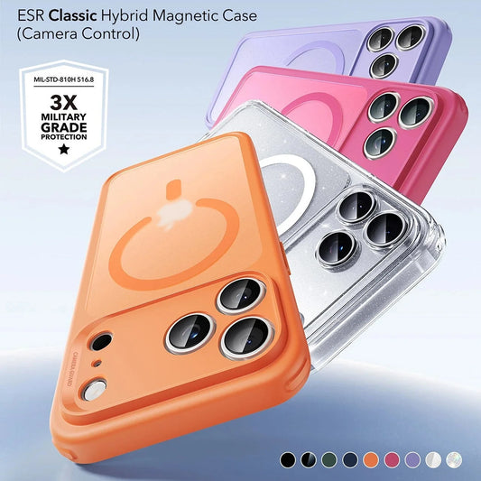 MagSafe tok Apple iPhone 17 Pro Max-hoz, ESR, Classic Hybrid Shimmer, Átlátszó