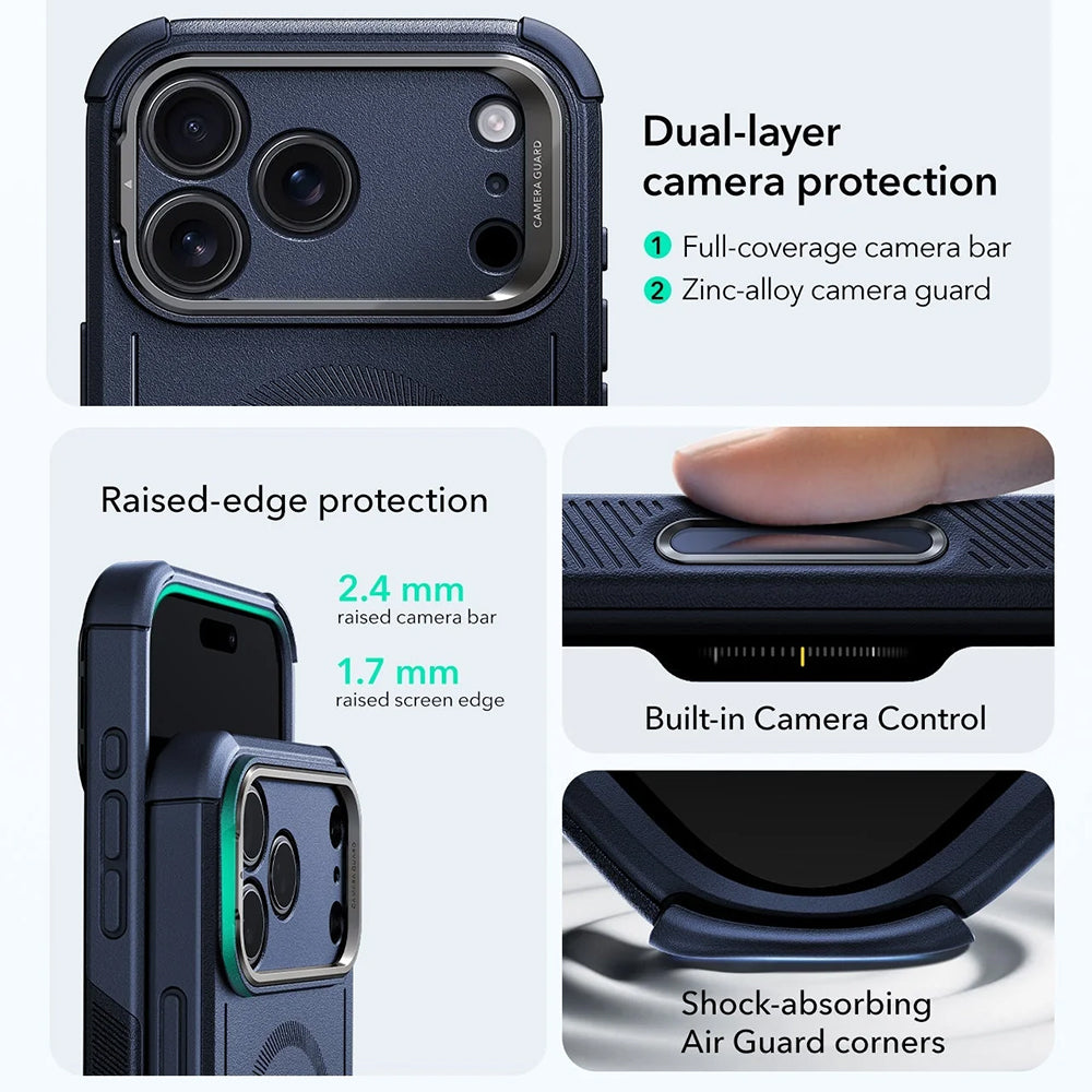 MagSafe tok Apple iPhone 17 Pro Max-hez, ESR, Cyber Armor Kickstand, Kék