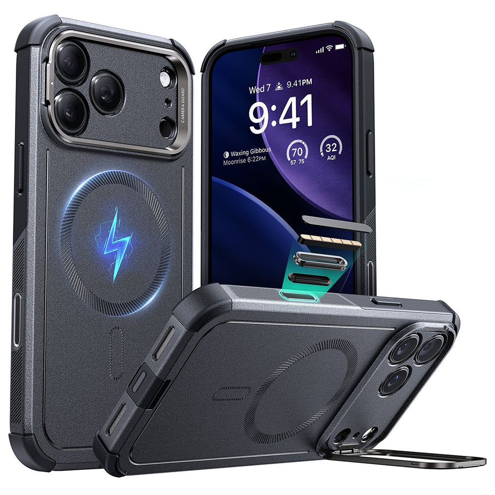 MagSafe tok Apple iPhone 17 Pro Max-hez, ESR, Cyber Armor Kickstand, Szürke
