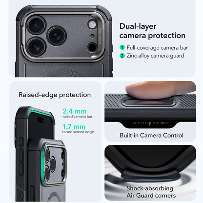 MagSafe tok Apple iPhone 17 Pro Max-hez, ESR, Cyber Armor Kickstand, Szürke