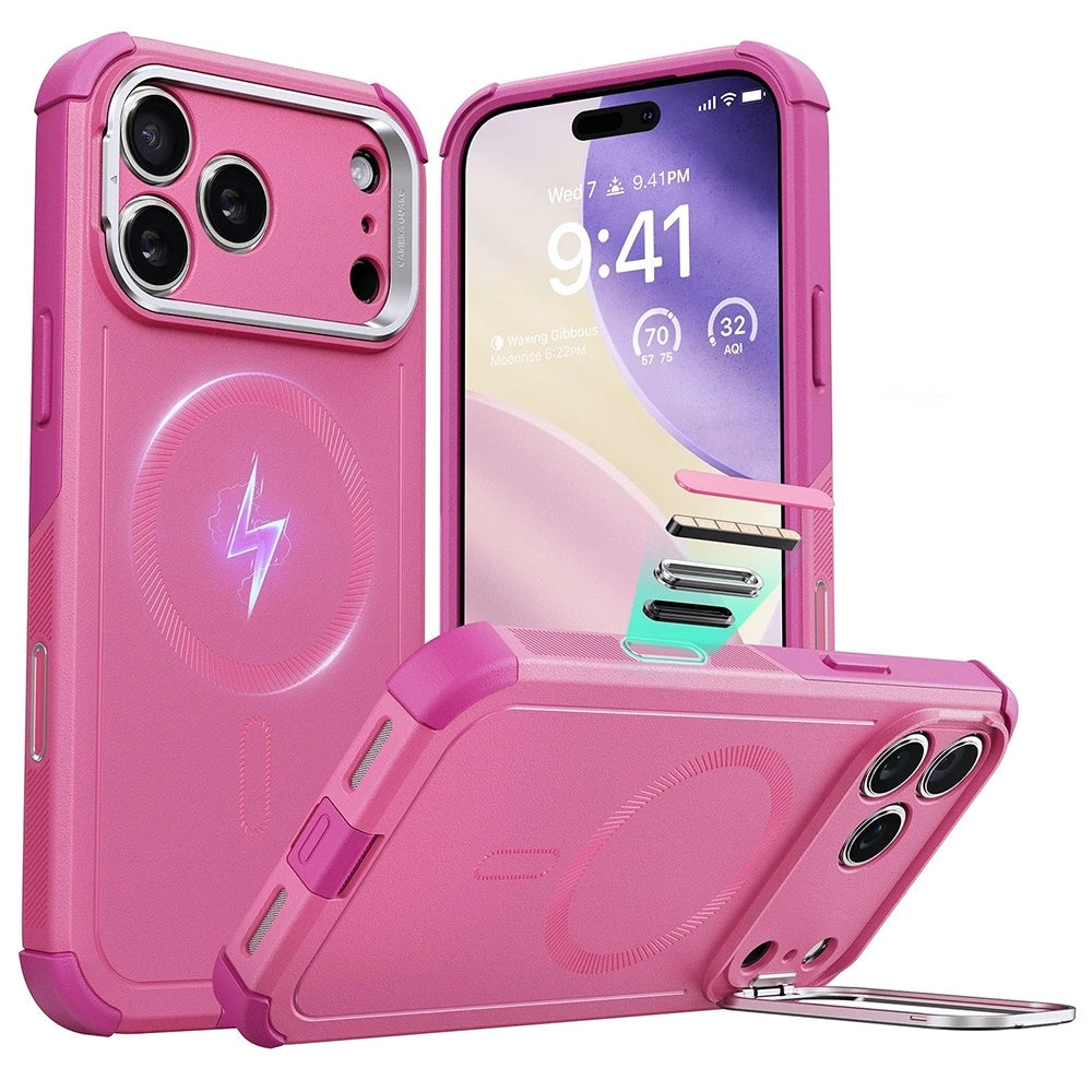 MagSafe tok Apple iPhone 17 Pro Max-hez, ESR, Cyber Armor Kickstand, Rózsaszín
