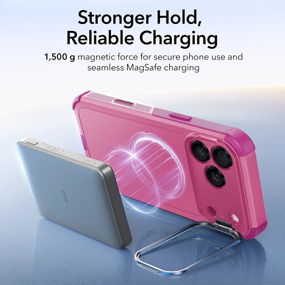 MagSafe tok Apple iPhone 17 Pro Max-hez, ESR, Cyber Armor Kickstand, Rózsaszín