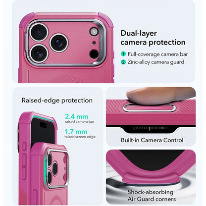 MagSafe tok Apple iPhone 17 Pro Max-hez, ESR, Cyber Armor Kickstand, Rózsaszín