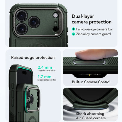MagSafe tok Apple iPhone 17 Pro Max-hoz, ESR, Cyber Armor Kickstand, Zöld