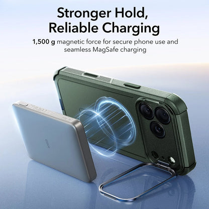 MagSafe tok Apple iPhone 17 Pro Max-hoz, ESR, Cyber Armor Kickstand, Zöld
