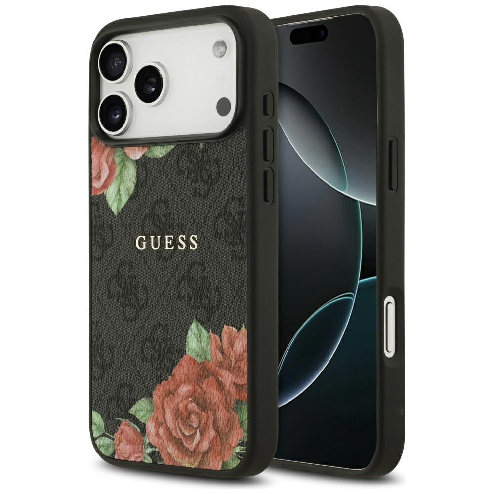 MagSafe tok Apple iPhone 17 Pro Max-hez, Guess, 4G Flowers Print, Fekete