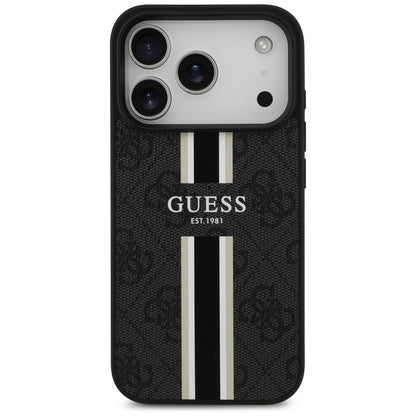 MagSafe tok Apple iPhone 17 Pro Max-hez, Guess, 4G Printed Stripes, Fekete