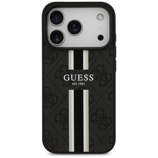 MagSafe tok Apple iPhone 17 Pro Max-hez, Guess, 4G Printed Stripes, Fekete