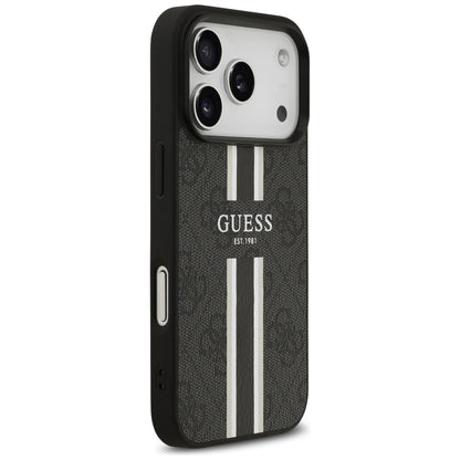 MagSafe tok Apple iPhone 17 Pro Max-hez, Guess, 4G Printed Stripes, Fekete