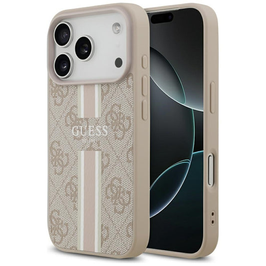 MagSafe tok Apple iPhone 17 Pro Max-hez, Guess, 4G Printed Stripes, Rózsaszín