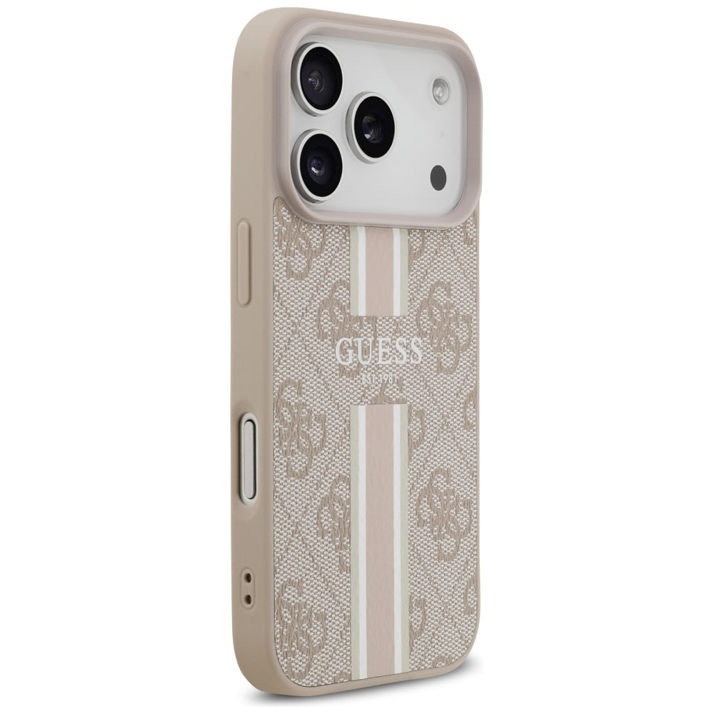 MagSafe tok Apple iPhone 17 Pro Max-hez, Guess, 4G Printed Stripes, Rózsaszín