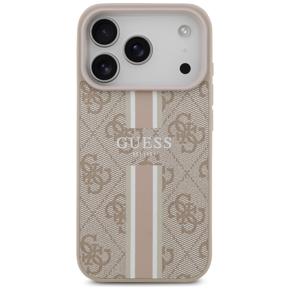 MagSafe tok Apple iPhone 17 Pro Max-hez, Guess, 4G Printed Stripes, Rózsaszín