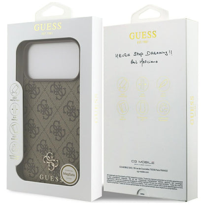 MagSafe tok Apple iPhone 17 Pro Max-hoz, Guess, 4G Small and Classic Logo, barna