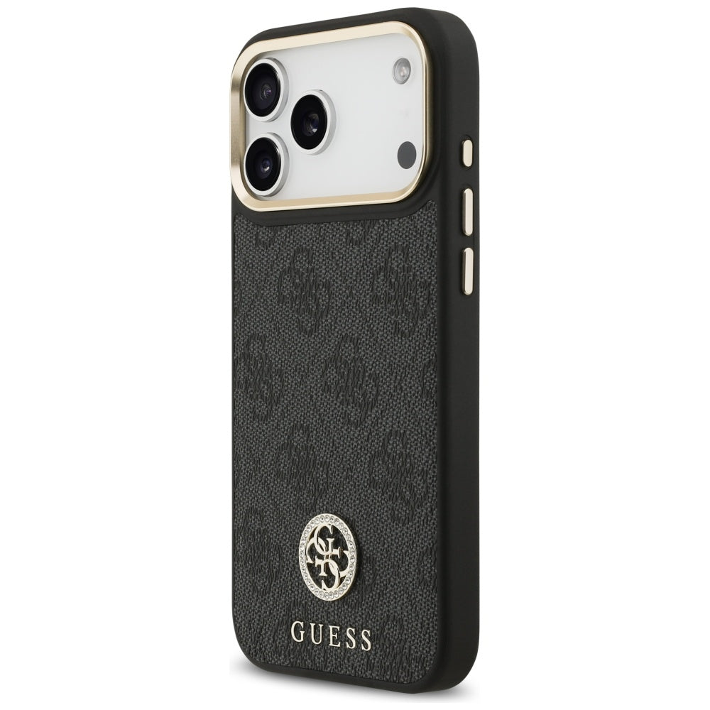 MagSafe tok Apple iPhone 17 Pro Max-hez, Guess, 4G Strass Logo nagy pánttal, Fekete
