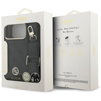 MagSafe tok Apple iPhone 17 Pro Max-hez, Guess, 4G Strass Logo nagy pánttal, Fekete