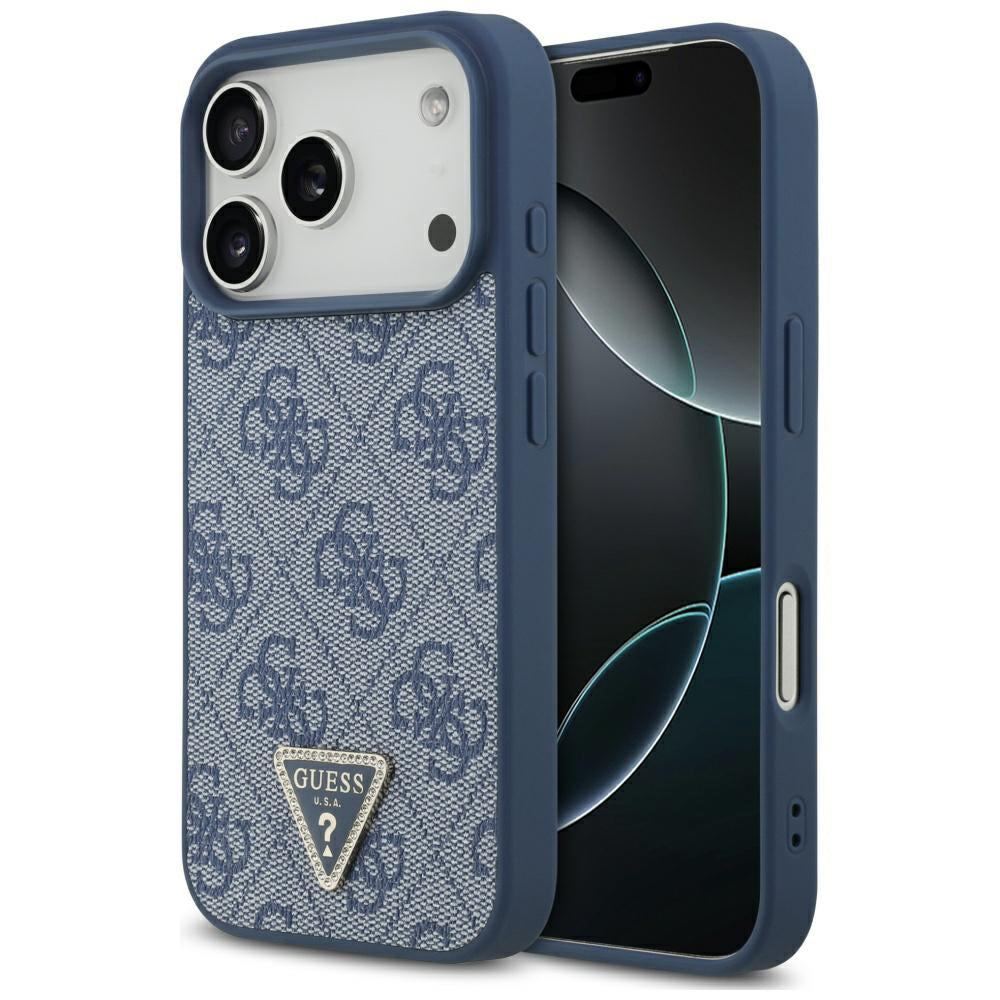MagSafe tok Apple iPhone 17 Pro Max-hez, Guess, 4G Triangle Strass, Kék
