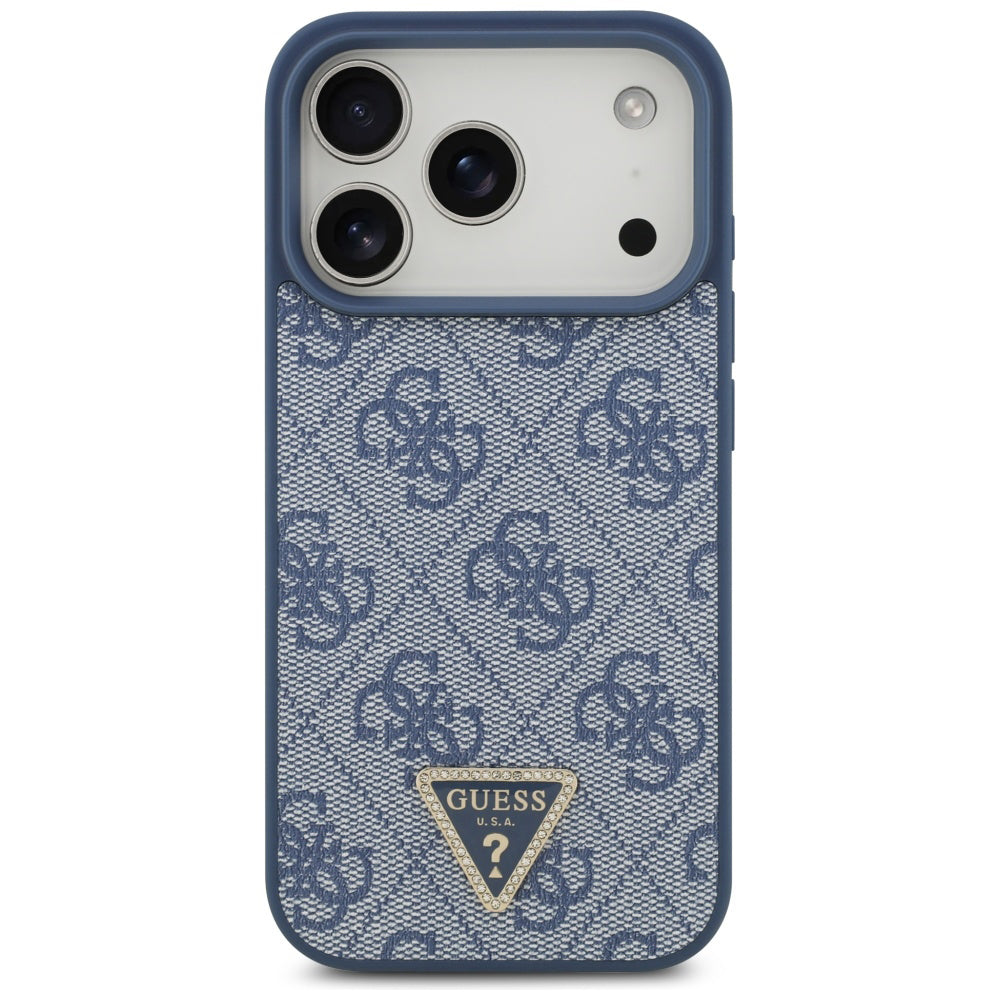 MagSafe tok Apple iPhone 17 Pro Max-hez, Guess, 4G Triangle Strass, Kék