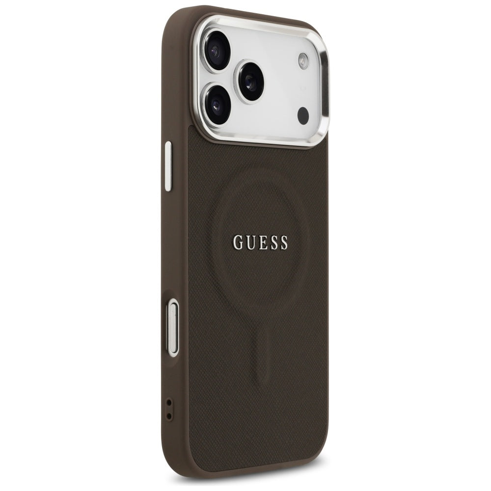 MagSafe tok Apple iPhone 17 Pro Max-hez, Guess, Classic Logo, Barna