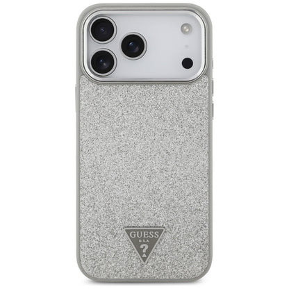 MagSafe tok Apple iPhone 17 Pro Max-hez, Guess, Glitter Triangle Logo, Ezüst
