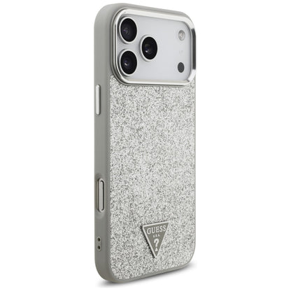 MagSafe tok Apple iPhone 17 Pro Max-hez, Guess, Glitter Triangle Logo, Ezüst