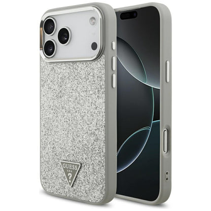 MagSafe tok Apple iPhone 17 Pro Max-hez, Guess, Glitter Triangle Logo, Ezüst