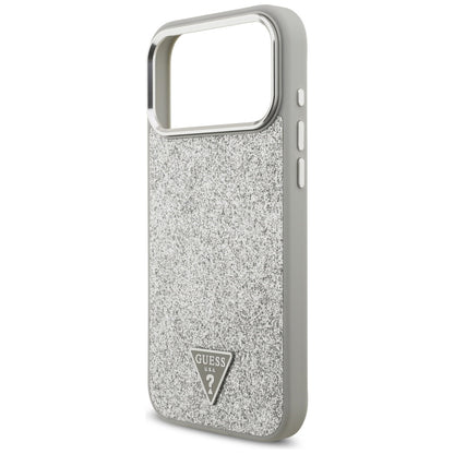 MagSafe tok Apple iPhone 17 Pro Max-hez, Guess, Glitter Triangle Logo, Ezüst