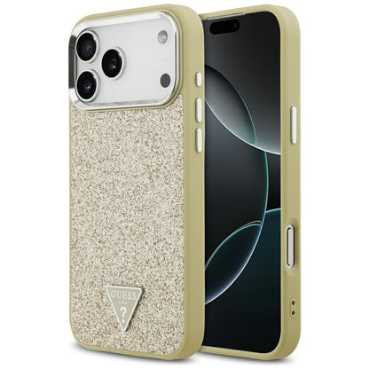 MagSafe tok Apple iPhone 17 Pro Max-hez, Guess, Glitter Triangle Logo, Arany