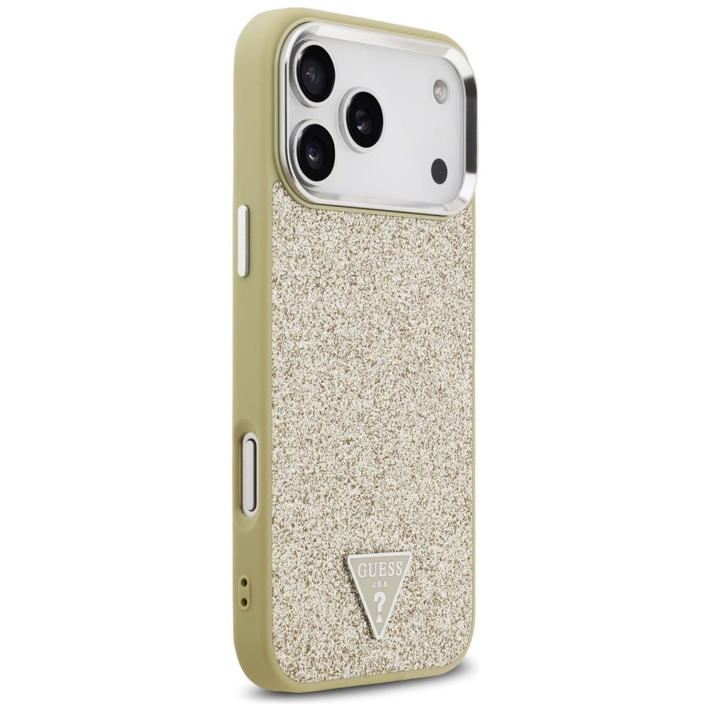 MagSafe tok Apple iPhone 17 Pro Max-hez, Guess, Glitter Triangle Logo, Arany