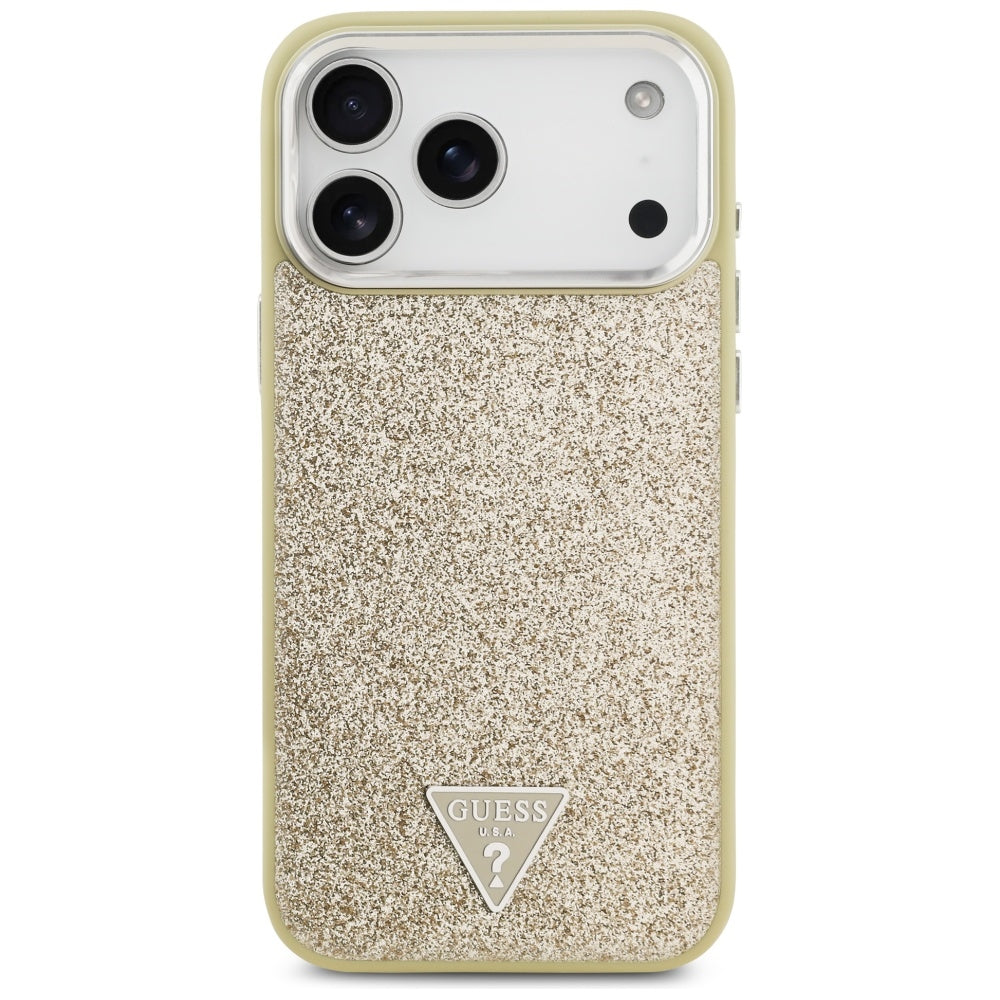 MagSafe tok Apple iPhone 17 Pro Max-hez, Guess, Glitter Triangle Logo, Arany