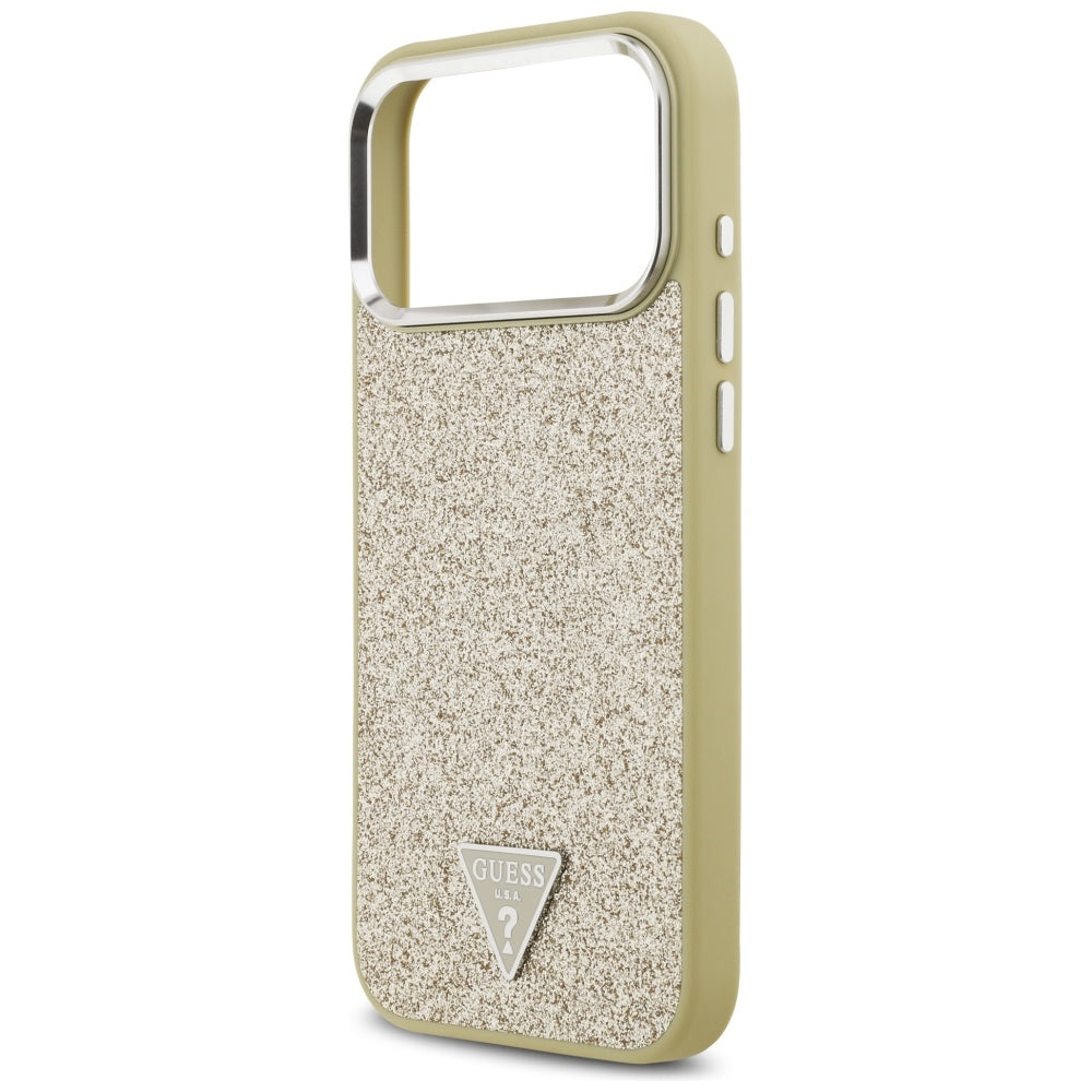 MagSafe tok Apple iPhone 17 Pro Max-hez, Guess, Glitter Triangle Logo, Arany