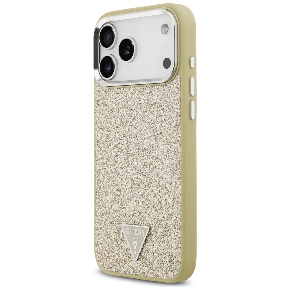 MagSafe tok Apple iPhone 17 Pro Max-hez, Guess, Glitter Triangle Logo, Arany