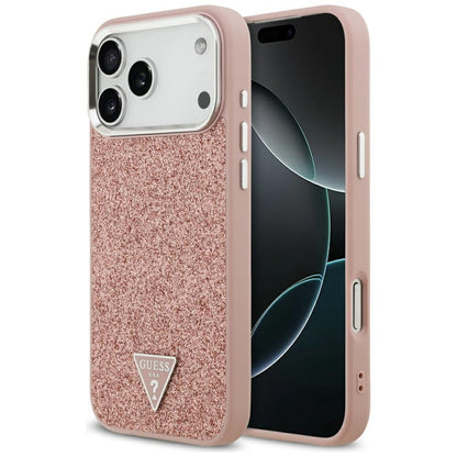 MagSafe tok Apple iPhone 17 Pro Max-hez, Guess, Glitter Triangle Logo, Rózsaszín