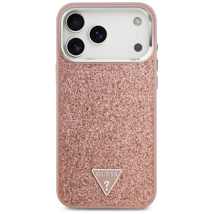 MagSafe tok Apple iPhone 17 Pro Max-hez, Guess, Glitter Triangle Logo, Rózsaszín