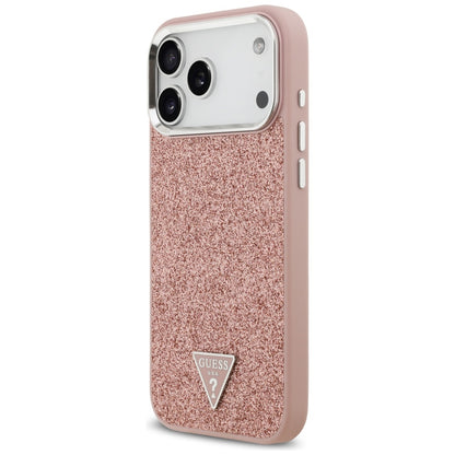 MagSafe tok Apple iPhone 17 Pro Max-hez, Guess, Glitter Triangle Logo, Rózsaszín