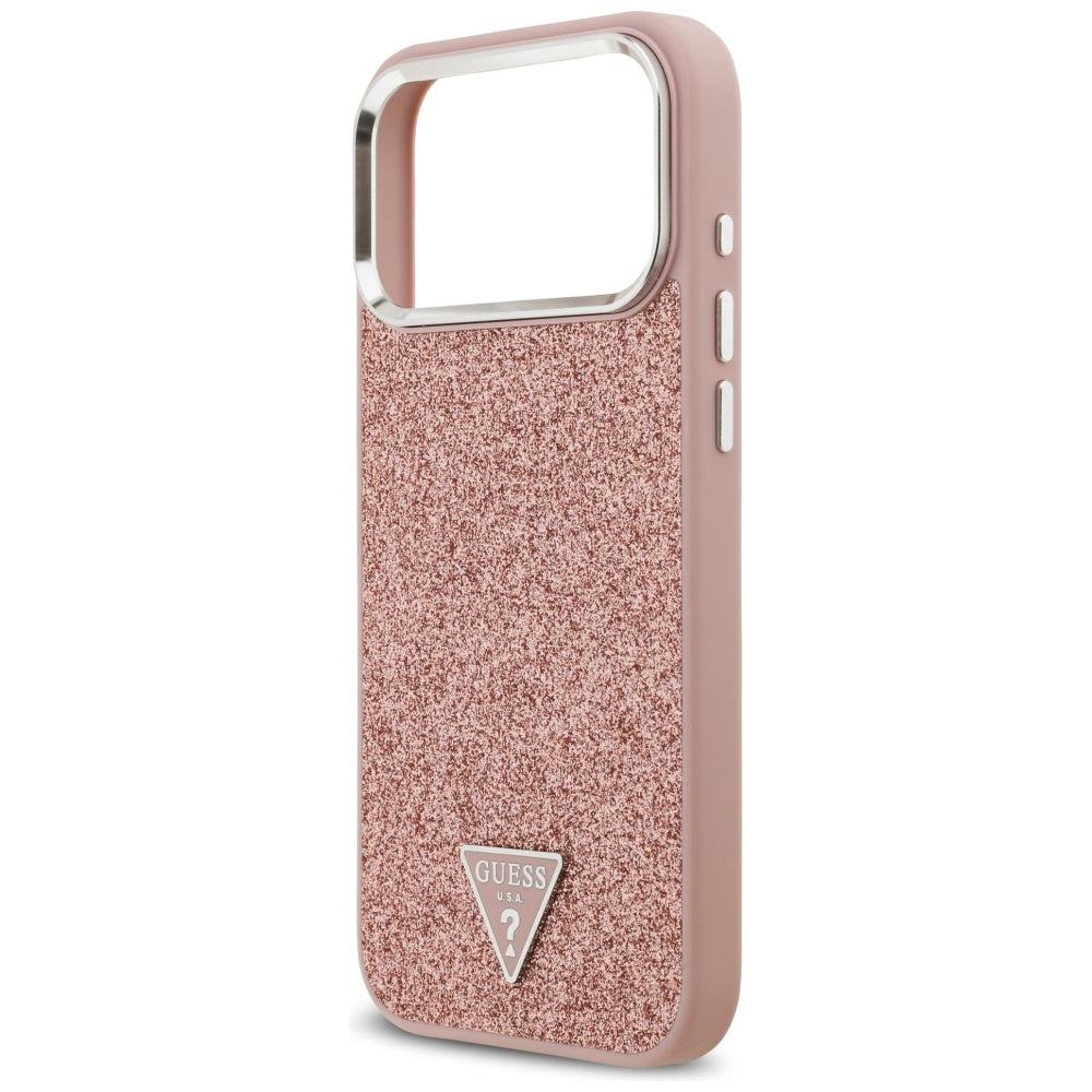 MagSafe tok Apple iPhone 17 Pro Max-hez, Guess, Glitter Triangle Logo, Rózsaszín