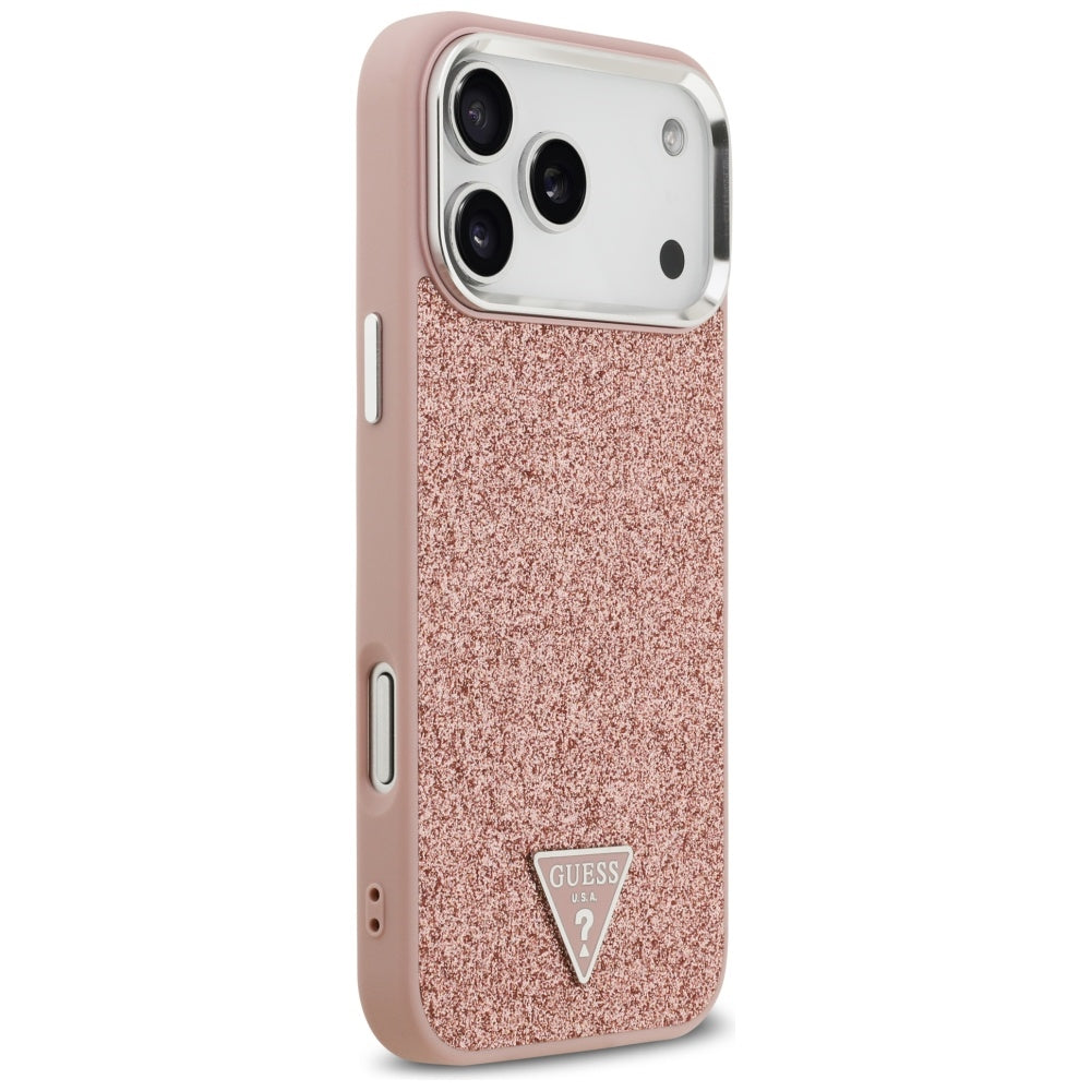 MagSafe tok Apple iPhone 17 Pro Max-hez, Guess, Glitter Triangle Logo, Rózsaszín