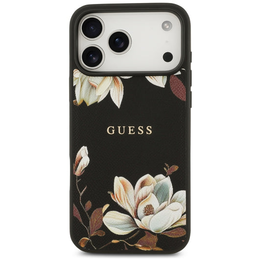 MagSafe tok Apple iPhone 17 Pro Max-hoz, Guess, Grained Flowers, Fekete