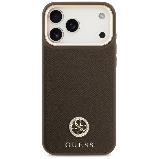 MagSafe tok Apple iPhone 17 Pro Max-hez, Guess, Grained Strass Logo, Barna