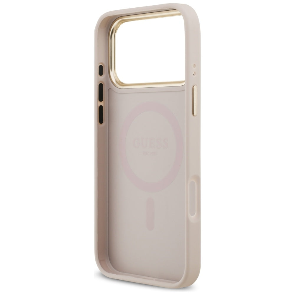 MagSafe tok Apple iPhone 17 Pro Max-hoz, Guess, Grained Strass Logo, Rózsaszín