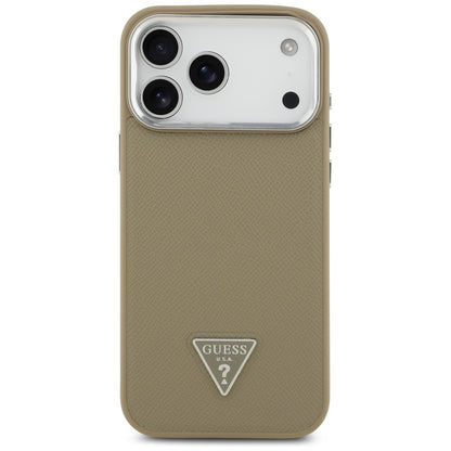 MagSafe tok Apple iPhone 17 Pro Max-hez, Guess, Grained Triangle Logo, Barna