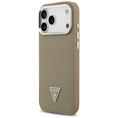 MagSafe tok Apple iPhone 17 Pro Max-hez, Guess, Grained Triangle Logo, Barna