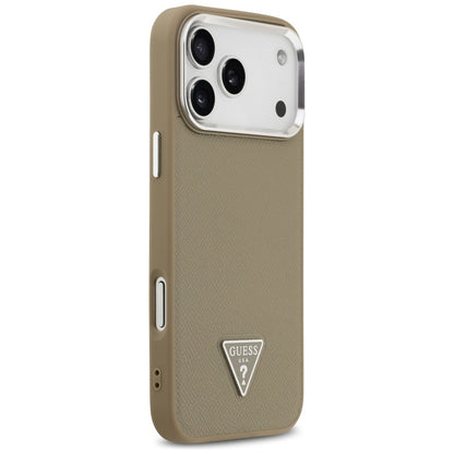 MagSafe tok Apple iPhone 17 Pro Max-hez, Guess, Grained Triangle Logo, Barna
