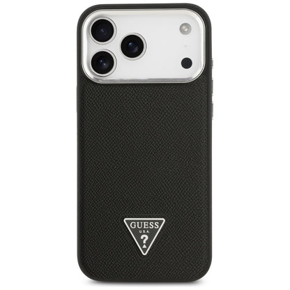 MagSafe tok Apple iPhone 17 Pro Max-hez, Guess, Grained Triangle Logo, Fekete