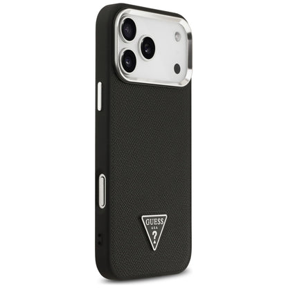 MagSafe tok Apple iPhone 17 Pro Max-hez, Guess, Grained Triangle Logo, Fekete
