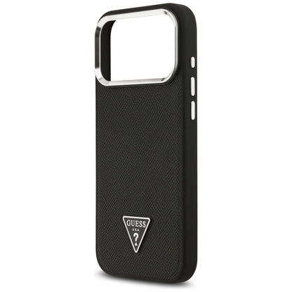 MagSafe tok Apple iPhone 17 Pro Max-hez, Guess, Grained Triangle Logo, Fekete